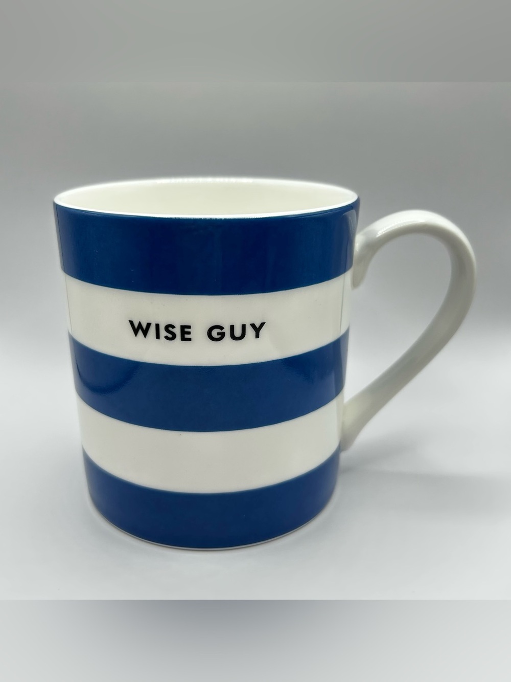 Lenox White & Blue Kate Spade Coffee Mug Wise Guy Porcelain 10 oz Chic Speak